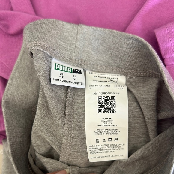 Puma Kids' Purple Top and Gray Leggings Set - Picture 5 of 6